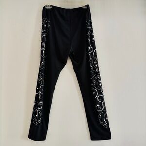 VENUS Black Rhinestoned Enhanced Accented Leggings Size XL